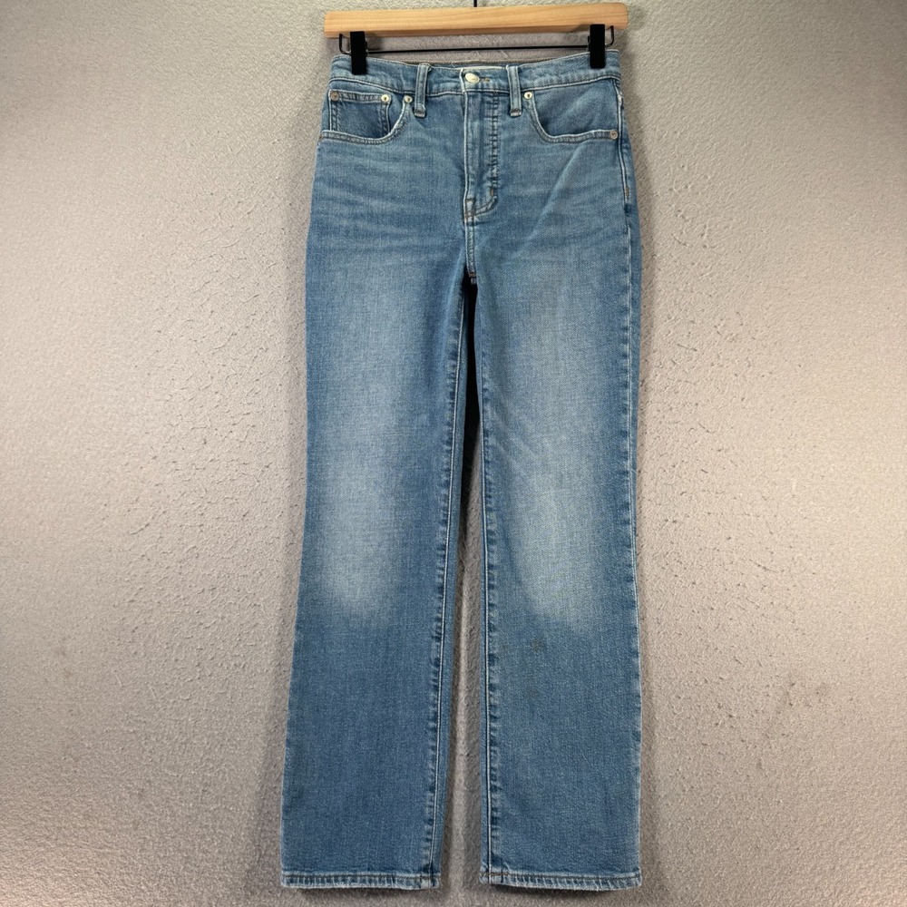 Madewell Demi Boot Jeans Women 24 Blue Lightwash Denim High Rise Comfort Classic